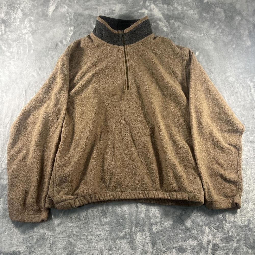 Tan‎ and brown M.E. Sport quarter zip fleece